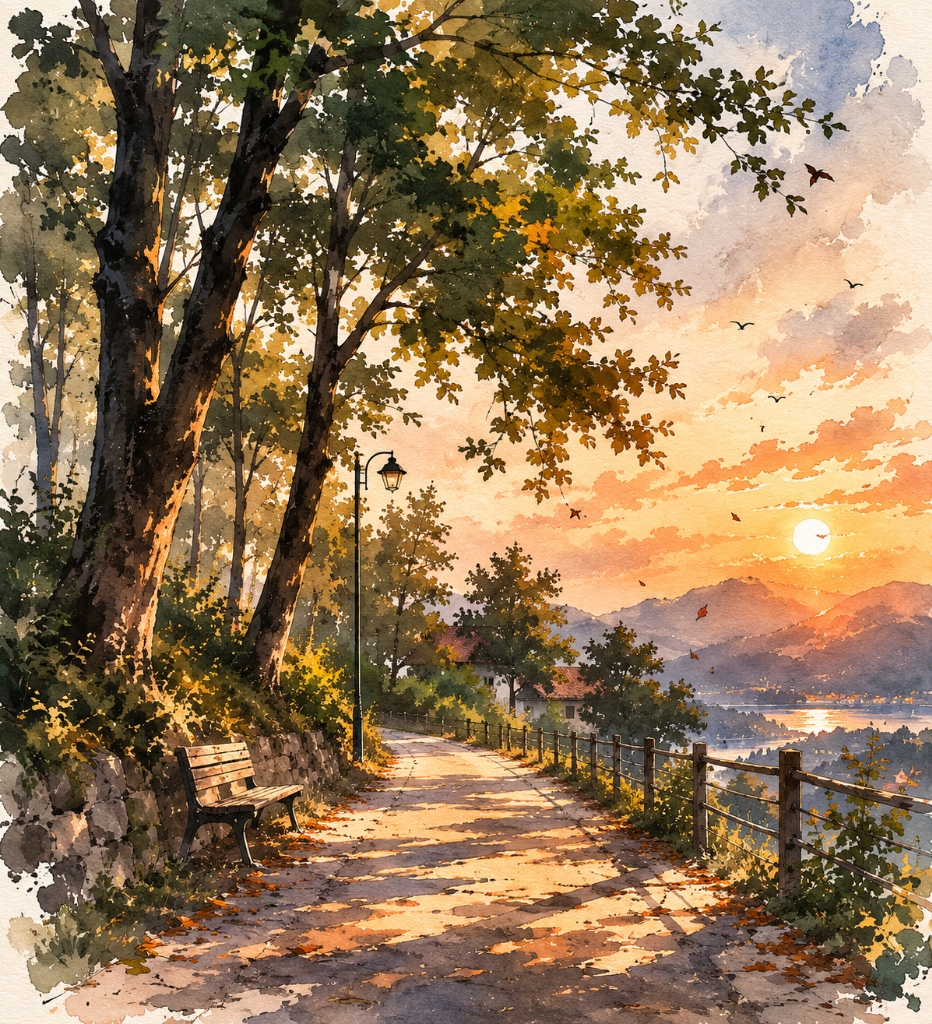 Watercolor Autumn Landscape Artwork