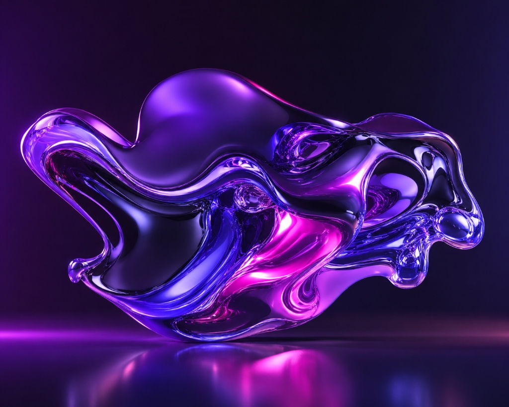 3D Liquid Chrome Glass Artwork